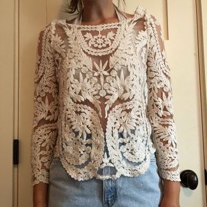 Sheer lace long sleeve
